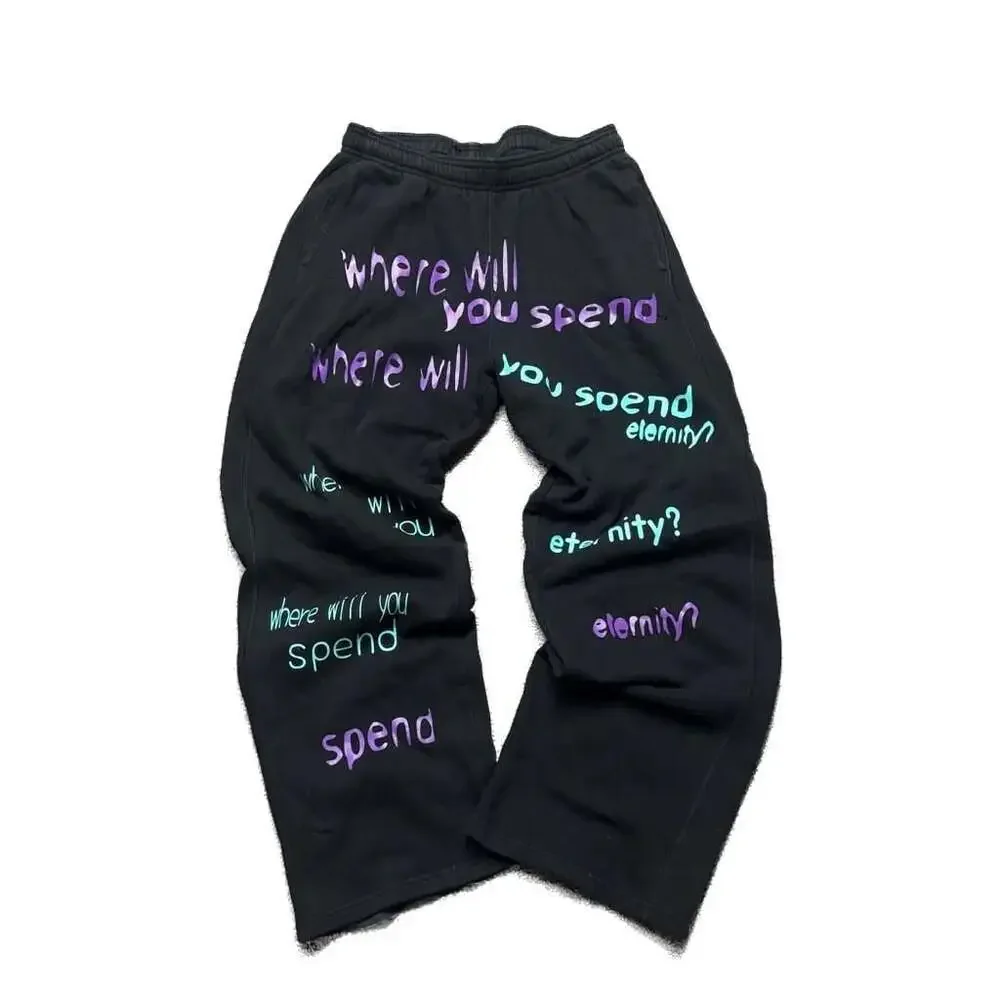 Champion Graphic Sweatpants Size M Where Will You Spend Eternity